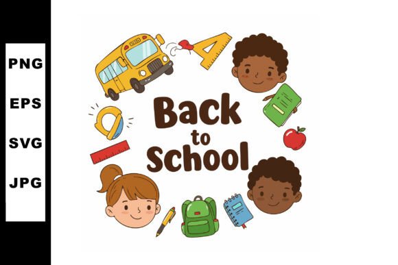 Back to School Children with School Bus