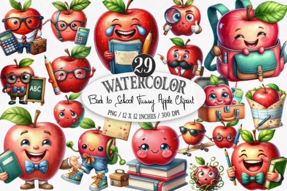 Back to School Funny Apple Clipart