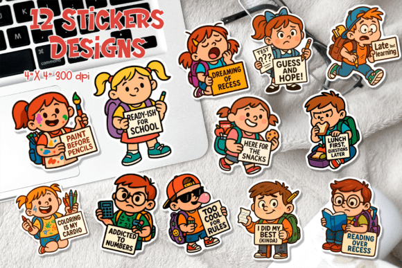 Back to School Funny Kids Sticker PNG Set: A Playful Addition to Your School Year