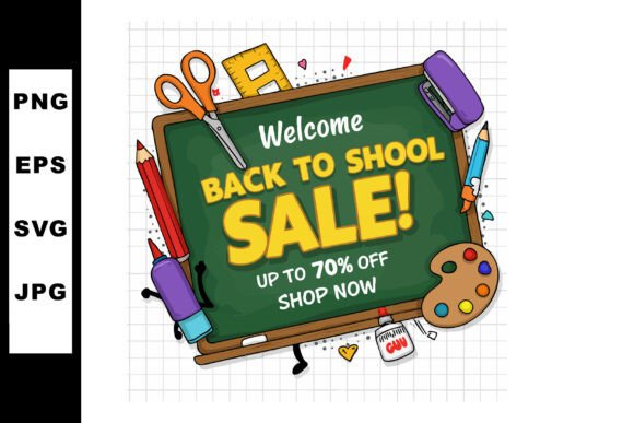 Back to School Sale Chalkboard with Colo