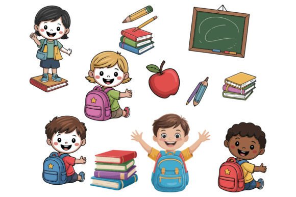 Back to School Vector Clipart Set Bundle