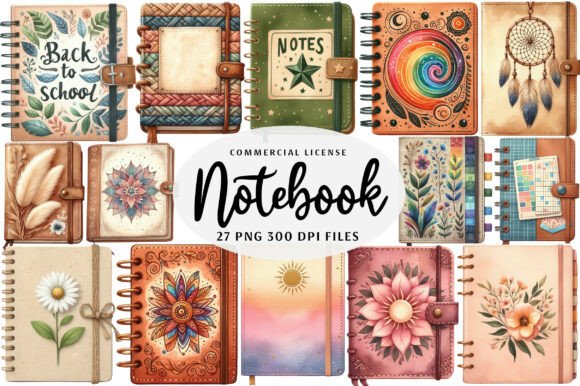 Boho Notebook Clipart: A Creative Resource for Back to School Projects