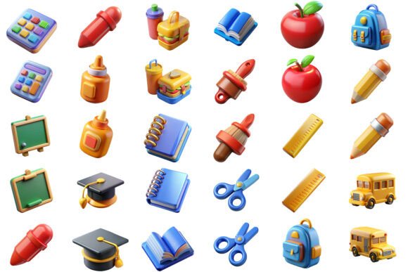 Cheerful 3D Plastic Back to School Icon: A Playful Solution for Educational and Marketing Needs