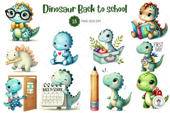Cute Dinosaur Ready for Back to School