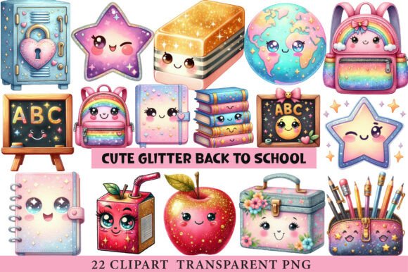 Cute Glitter Back to School Clipart: A Versatile Resource for Creative Projects