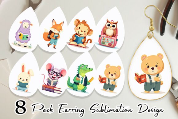 Earring Back to School Animals: A Creative Sublimation Design for Educators and Craft Enthusiasts