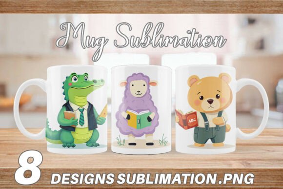 Mug Wrap Back to School Animals: A Unique Sublimation Design Pack for Coffee Mugs