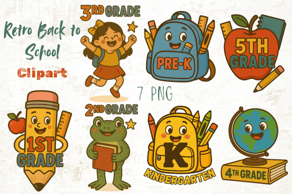 Retro Back to School Clipart Bundle: A Timeless Resource for Creative Projects