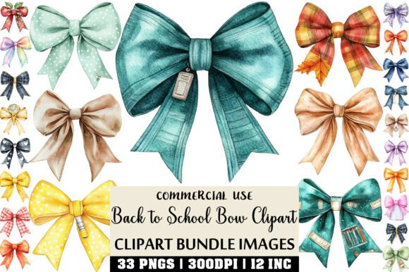 Watercolor Back to School Bow Clipart: A Creative Resource for Designers and Educators